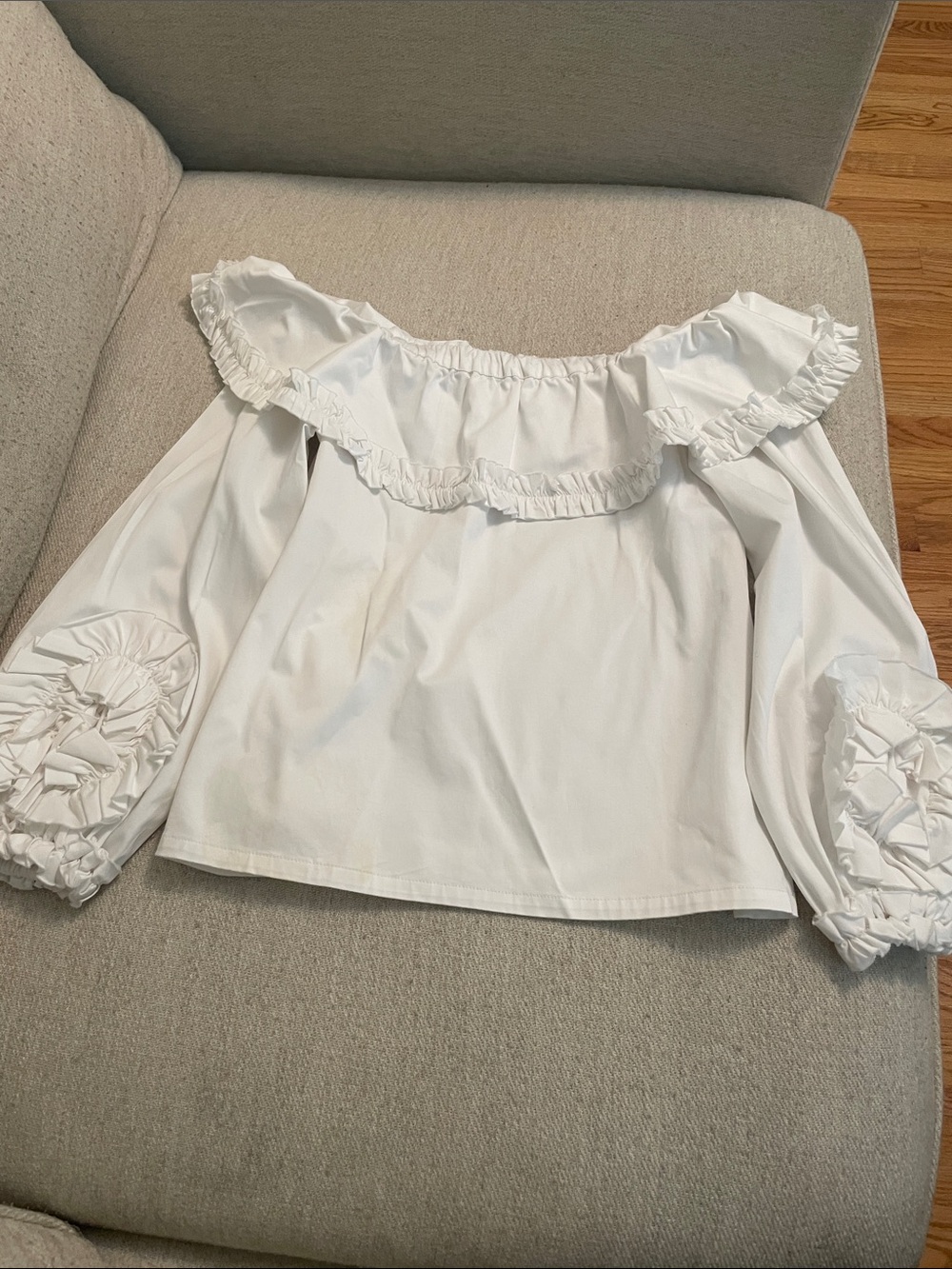 Alexis White Ruffled Off-Shoulder Peasant Top